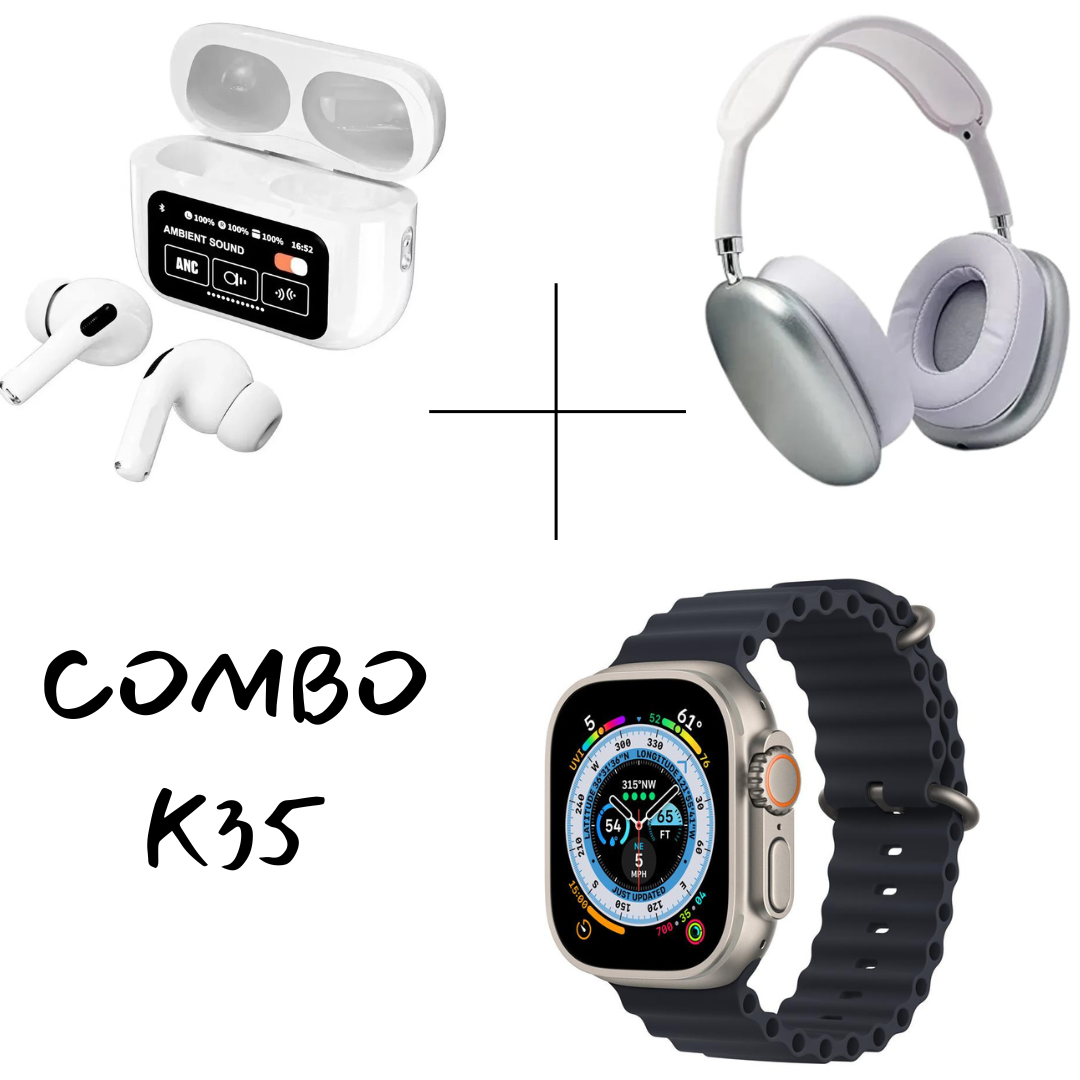 Combo reloj smart + audifonos + diadema